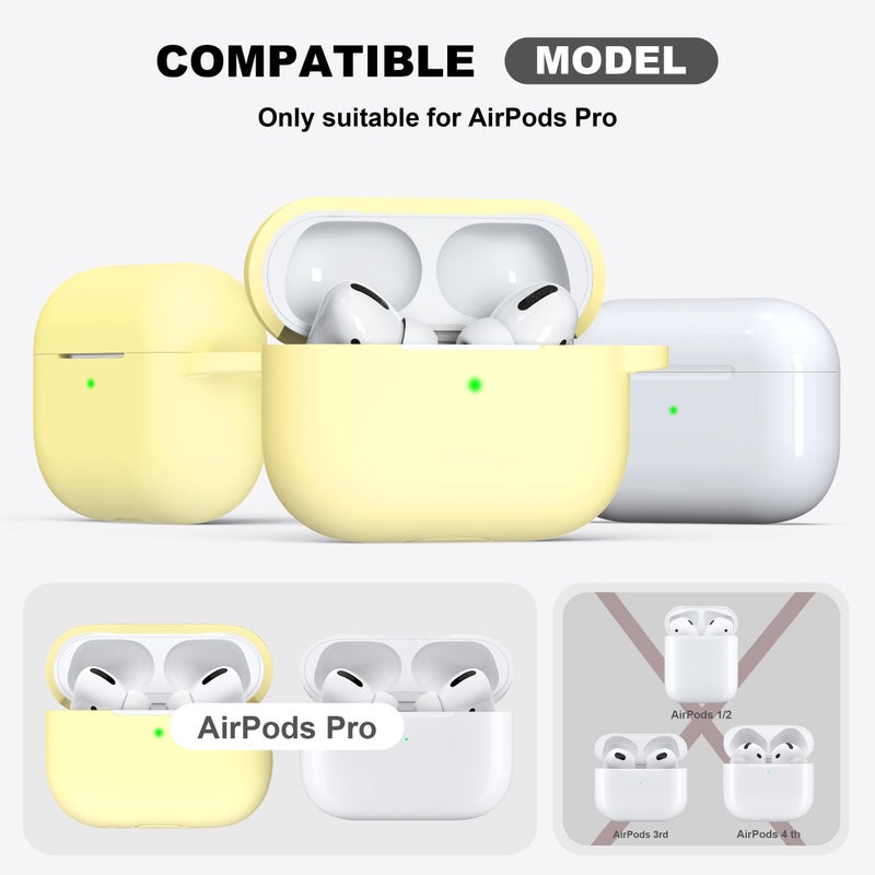 R-fun for AirPods Pro 2nd/1st Generation Case with Cleaner Kit,Soft Silicone Protective Case Cover for Apple AirPod Pro 2/1 for Women Men,AirPods Pro Case Accessories with Keychain,Cream Yellow - Image 4